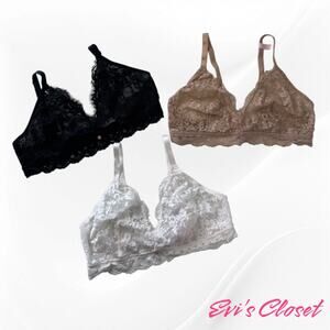 Victoria’s Secret Dream Angels Bra Lot 3 Black Nude White Wireless Plunge L NWOT